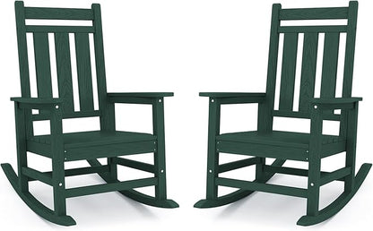 KINGYES Oversized Outdoor Rocking Chair Set of 2, All-Weather Patio Rocking by KINGYES