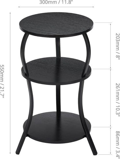 Vintage Small Round Side Table, 3-Tier Slim Waist Circular End Table - Image 3