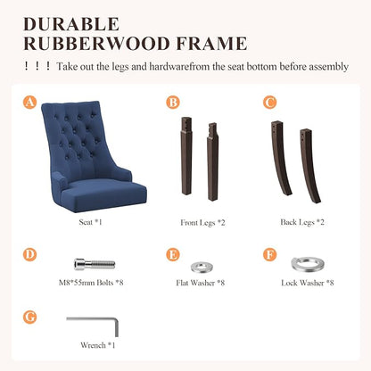 COLAMY Fabric Side Dining Chairs Set of 6, Wingback Upholstered Dining Room - Image 6