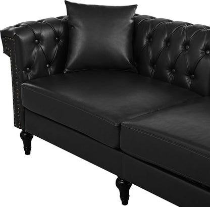 KEIKI 99" L-Shaped Luxury PU Leather Chesterfield Sectional Sofa - Image 7