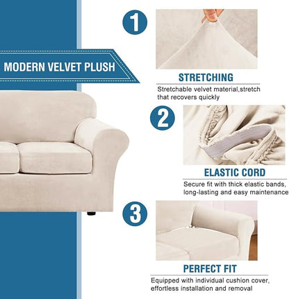H.VERSAILTEX 3 Piece Stretch Sofa Covers Couch Covers - Image 3