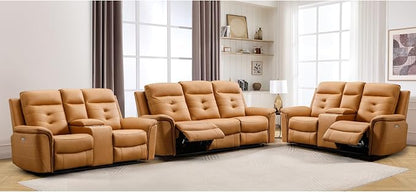 ANJ 3-Piece Faux Leather Power Recliner Sofa Set by ANJ
