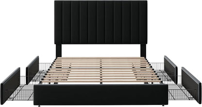 Allewie Full Size Storage Bed Frame, Vertical Channel Tufted Adjustable - Image 8