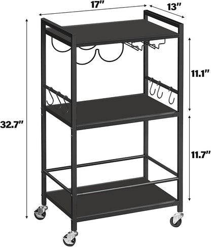 TUTOTAK Bar Cart, Home Bar Serving Cart, Microwave Cart, Drink Cart, Mobile - Image 6