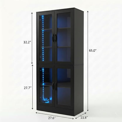 holzart Modern Black 5-Tier Display Cabinet - Image 2