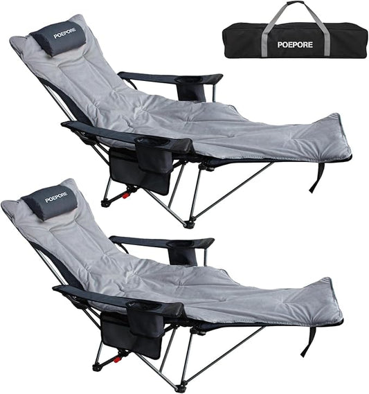 Reclining Camping Chair with Removable Footrest Lounge Chair with Headrest by POEPORE__LOOKGOODFEELGOOD