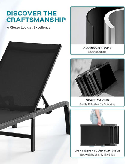 Patio Chaise Lounge Chair Set of 4, Foldable Lounge Chair - Image 5