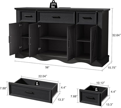 56" Large Wooden Buffet Cabinet - Image 2