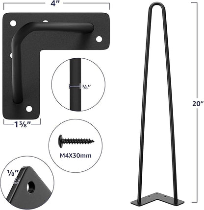 SMARTSTANDARD 20 Inch Heavy Duty Hairpin Furniture Legs, Metal Home DIY Projects - Image 2