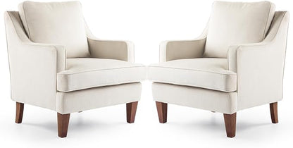VINGLI Beige Accent Chairs Set of 2, Mid Century Modern Chairs, Upholstered by VINGLI