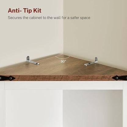 TEENFON Farmhouse Corner Cabinet, Bathroom Cabinet - Image 7
