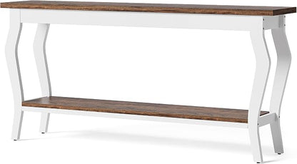 LITTLE TREE 70.9 Inches Long Console Table, 2-Tier Vintage Wooden Sofa Table - Image 9