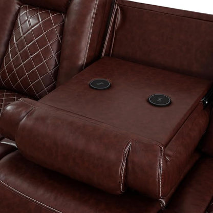 Power Recliner Sofa with LED Lights, Leather Power Reclining Sofa, Living Room - Image 5