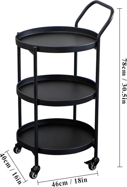 TRIROCKS 18 * 31" H Round Gold 3-Tier Rolling Bar Cart - Image 2