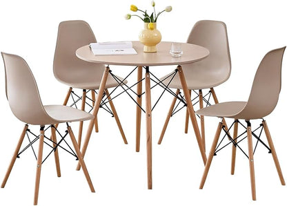 5-Piece Round Dining Table Set, Small 31.5" Kitchen Table Chairs Set of 4 Space by LECAFURHL