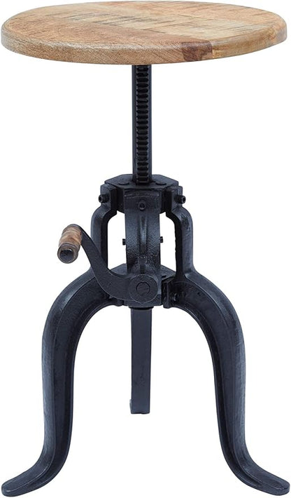 Jofran Global Archive Industrial Iron Crank Accent Table, Natural and Black by Jofran+Inc.