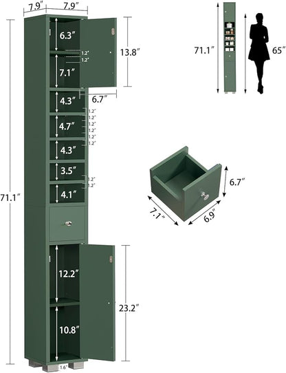 TEENFON Bathroom Cabinet, Narrow Bathroom Storage Cabinet - Image 2