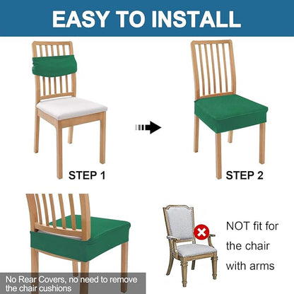 Smiry Waterproof Seat Covers for Dining Room Chairs Set of 4, Stretch Jacquard - Image 5