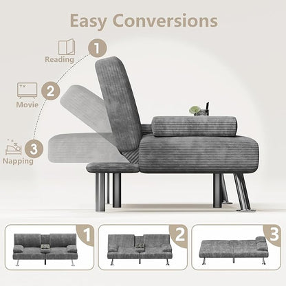 Flamaker Futon Sofa Bed Modern Folding Futon Set Convertible Recliner Lounge - Image 5
