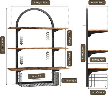 3 Tier Floating Shelf with Storage Baskets, Wall Mounted Bathroom Shelves Over - Image 2