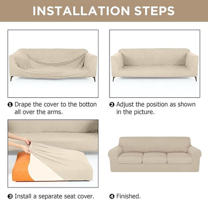 HunnmingRe Sofa Covers for 3 Cushion Couch Stretch Sofa and Loveseat Covers Set - Image 3