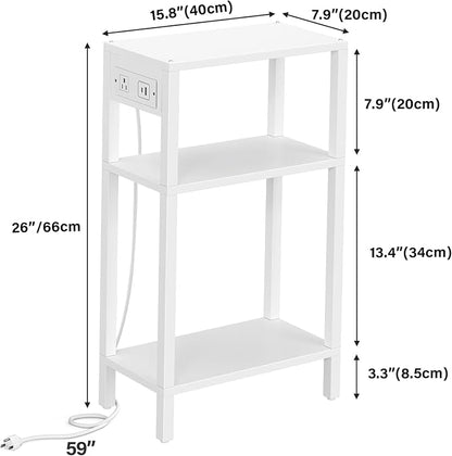TUTOTAK Narrow Side Table with Charging Station, Small End Table with USB Ports - Image 3