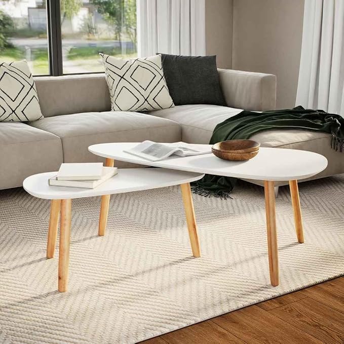 Scandinavian Style Coffee Table Set of 2 by Unknown