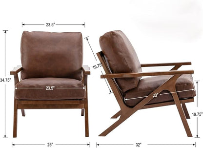 HNY Mid Century Arm Chairs Set of 2, Retro Accent Armchair - Image 2