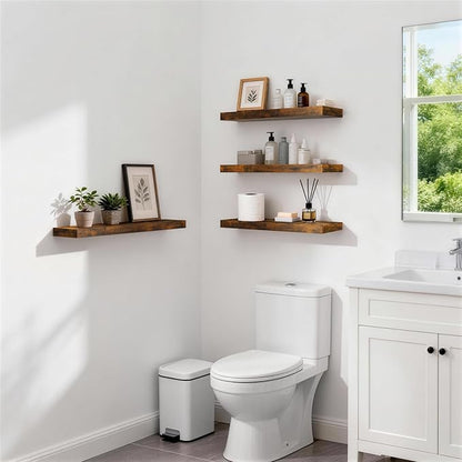 BAYKA Floating Shelves for Wall, 22.5 Inch Rustic Wood Wall Mounted Shelving - Image 5