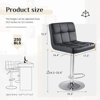 DUMOS Bar Stools Set of 2, 24 inch Counter Height Bar Stools, Upholstered - Image 2
