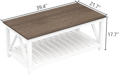 ChooChoo Farmhouse Coffee Table, Rustic Vintage Living Room Table - Image 2