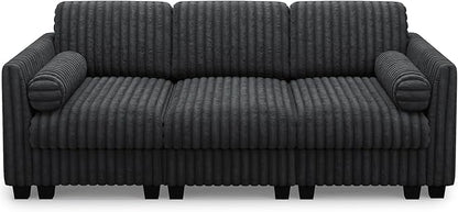 Belffin Plush Corduory Sectional Sleeper Sofa - Image 9