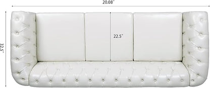 LEVNARY Chesterfield Sofa, Classic Tufted Upholstered Leather Couch, Modern 3 - Image 2
