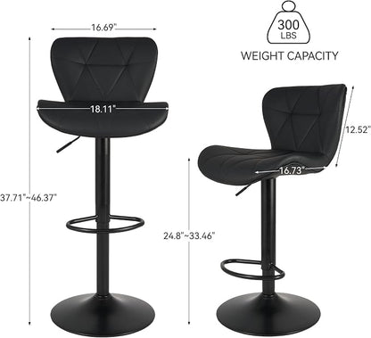 Nalupatio Modern Bar Stools Set of 3, Adjustable Faux Leather Upholstered - Image 2