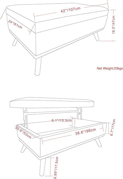 SIMPLIHOME Owen Lift Top Coffee Table Storage Ottoman - Image 3