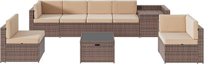 Aoxun 8-Piece Patio Furniture Set, Wicker Outdoor Sectional Sofa - Image 8