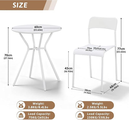 Outdoor Bistro Set for 2- Metal 3 Piece Bistro Table and Chairs Set of 2 -Small - Image 2