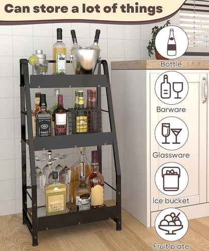3-Tier Liquor Stand for Home Bar, Trapezoid Freestanding Whisky Bottle Holder - Image 6