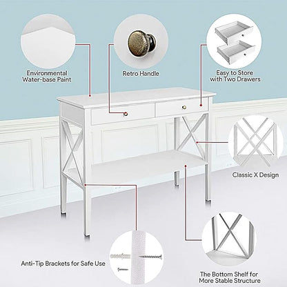 ChooChoo Console Table with Drawers, Narrow Wood Accent Sofa Table Entryway - Image 5