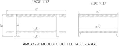 Alaterre Furniture Modesto 48-Inch Reclaimed Wood Coffee Table, Rustic Natural - Image 2