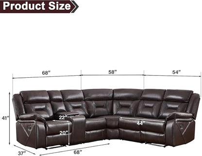 EBELLO Faux Leather Reclining Sectional Sofa Set - Image 2