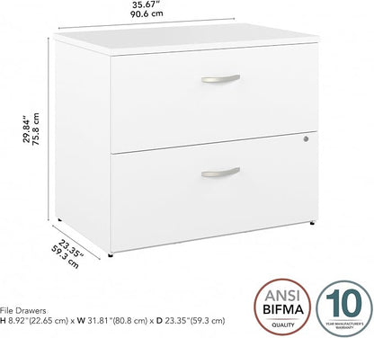 Bush Business Furniture Studio C 2 Drawer Lateral File Cabinet in White - Image 3