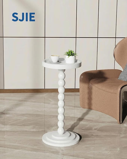 Round Wooden Side Table & Drink Table | Sturdy & Functional Mid-Century Modern - Image 3