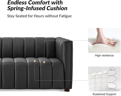 HULALA HOME 83" Genuine Leather Sofa - Image 3