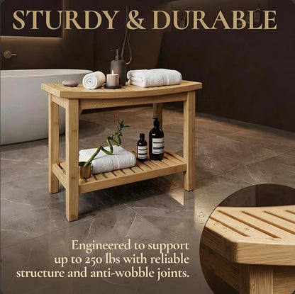 Bamboo Stool – Natural Wood Finish, Eco-Friendly Small Bench - Image 7