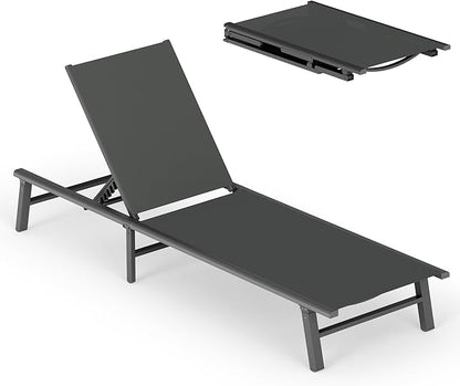 Ciokea Foldable Outdoor Lounge Chair, No Assembly Patio Chaise Lounge Outdoor by CIOKEA