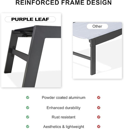 PURPLE LEAF Outdoor Chaise Lounge Set of 4 Aluminum Lounger - Image 7