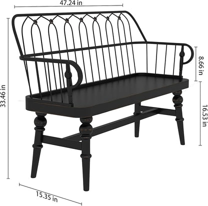 DIBRATY Entryway Bench, Spindle Back Wooden Dinning Bench, Farmhouse Foyer Bench - Image 2