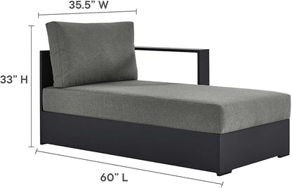 Modway Tahoe Powder-Coated Aluminum Outdoor Chaise Lounge in Gray Charcoal - Image 2