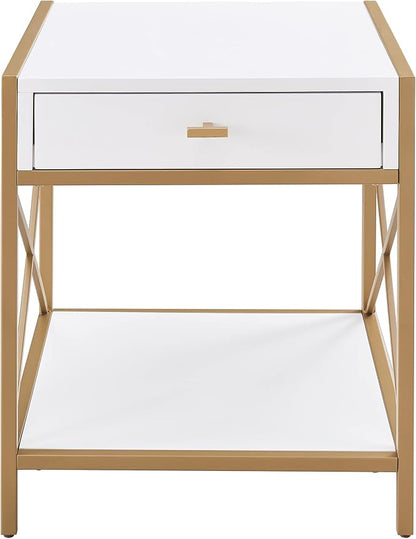 Leick Home 9206-WTGL Claudette Mixed Metal and Wood Drawer End Table - Image 4